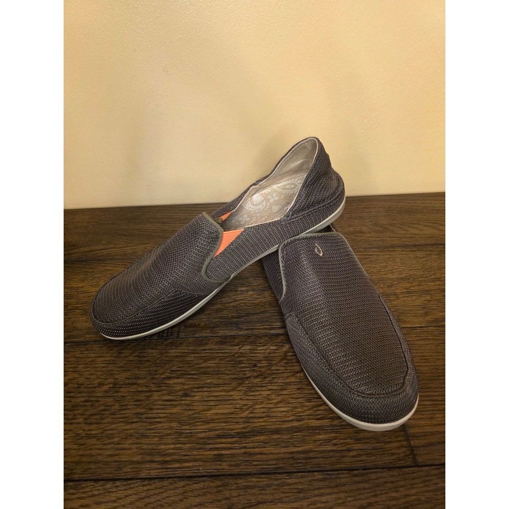 OluKai Pehuea Mesh Slip On Sneakers Gray Orange Women Casual Shoes Women's Sz 9